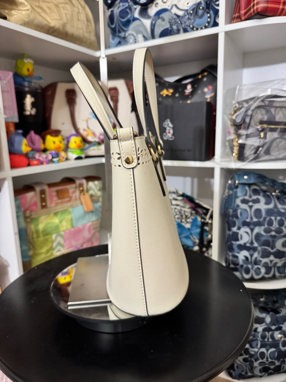 Nanette Lepore Ivory Perforated Top-Handle Tote - Picture 4 of 6